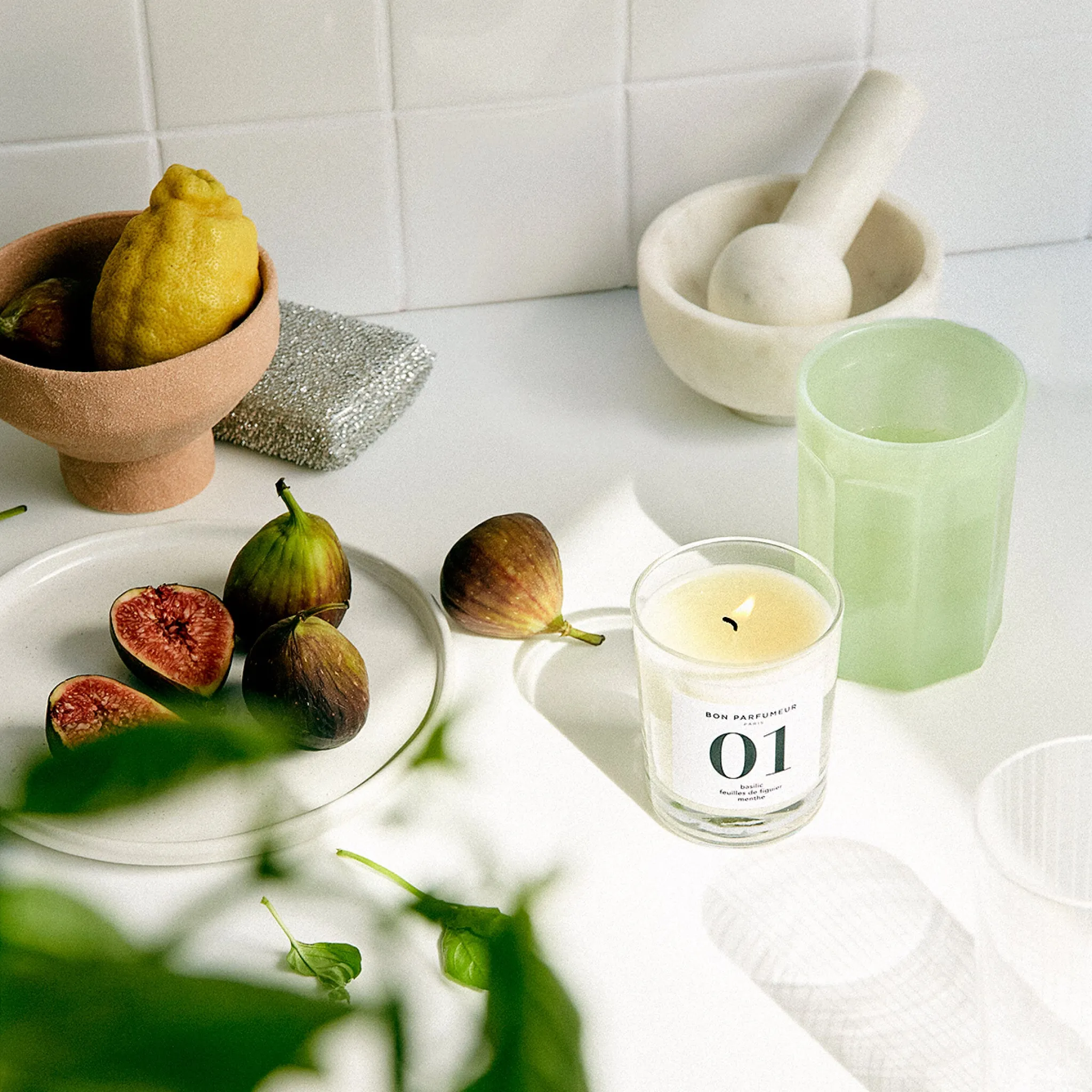 01 Scented Candle | Basil, Fig Leaves & Mint | 180g