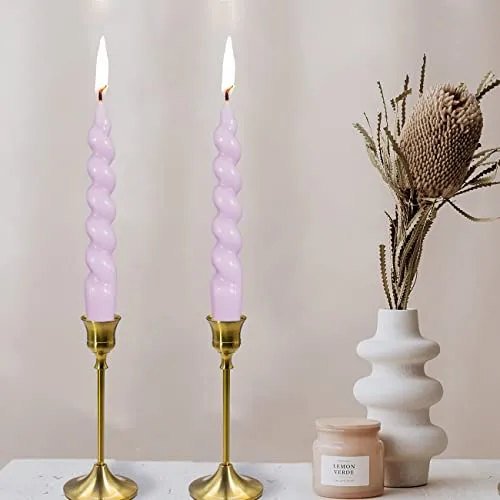 2-Pack of High-Performance, Long-Lasting, Smoke-Free & Drip-Free Spiral Wax Candles - Ideal for Relaxation, Ambiance, and Special Occasions - 5 Hour Burn Time, 7.5 Inches Tall (Purple)