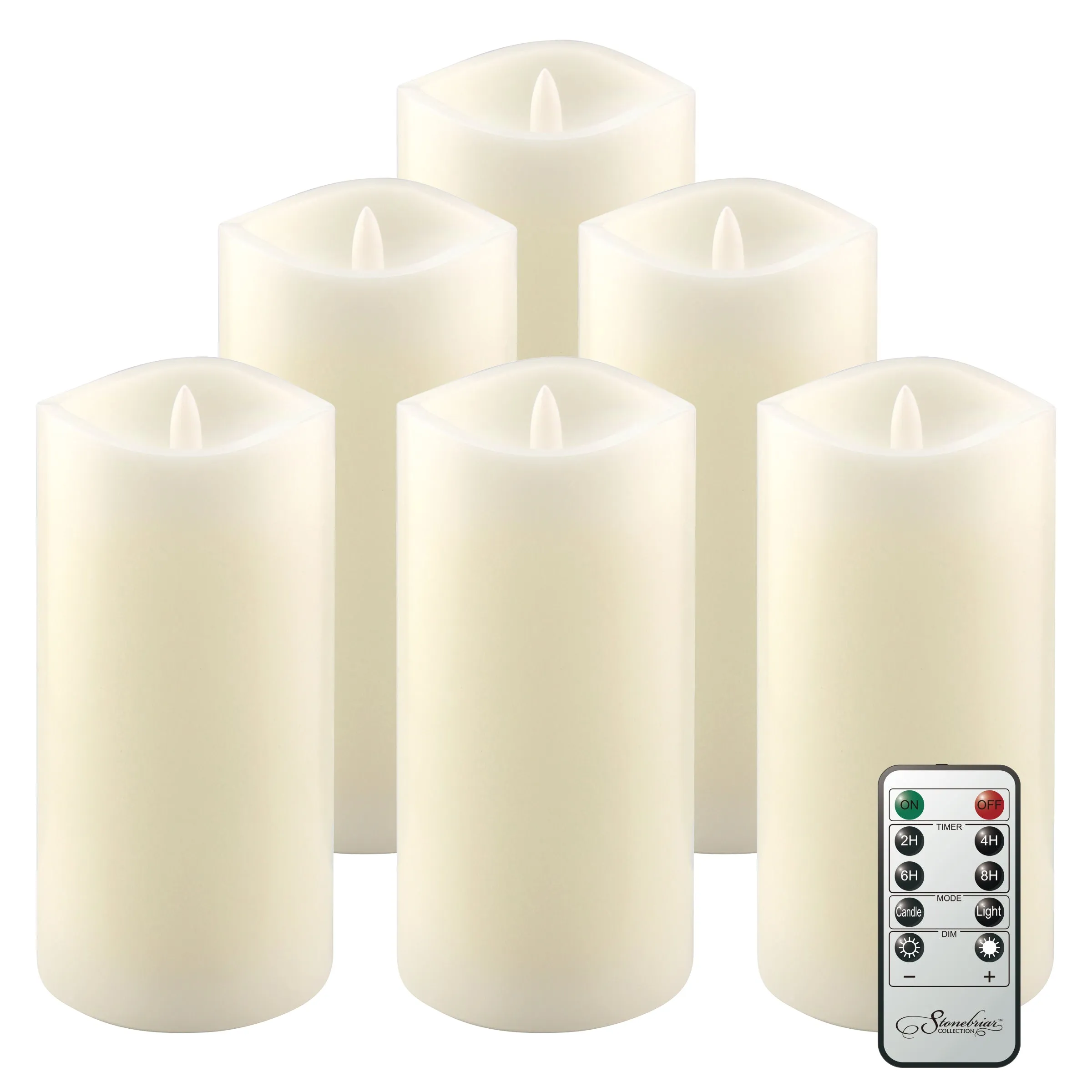 6 Pack Real Wax 3x6 Flameless LED Pillar Candles with Remote and Timer (WS)