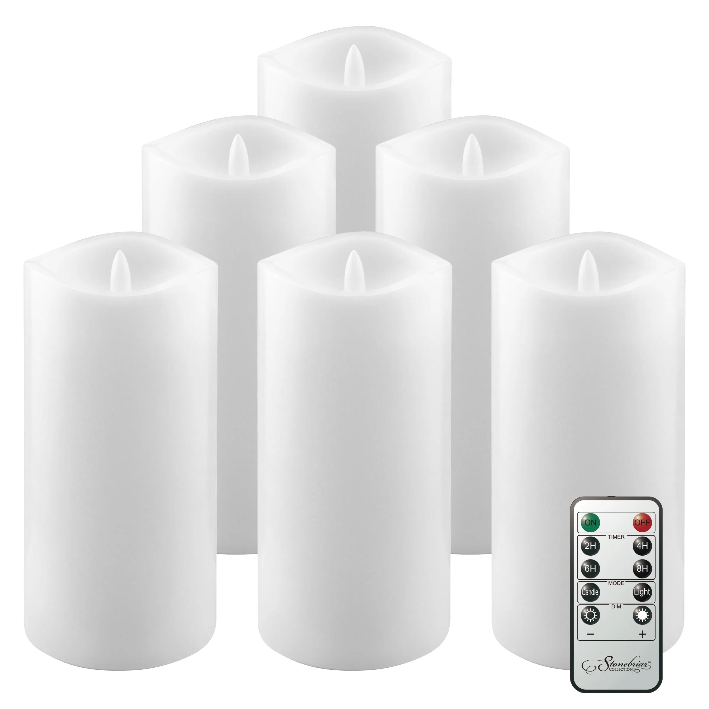 6-Pack Real Wax 3x6 Flameless LED Pillar Candles with Remote and Timer