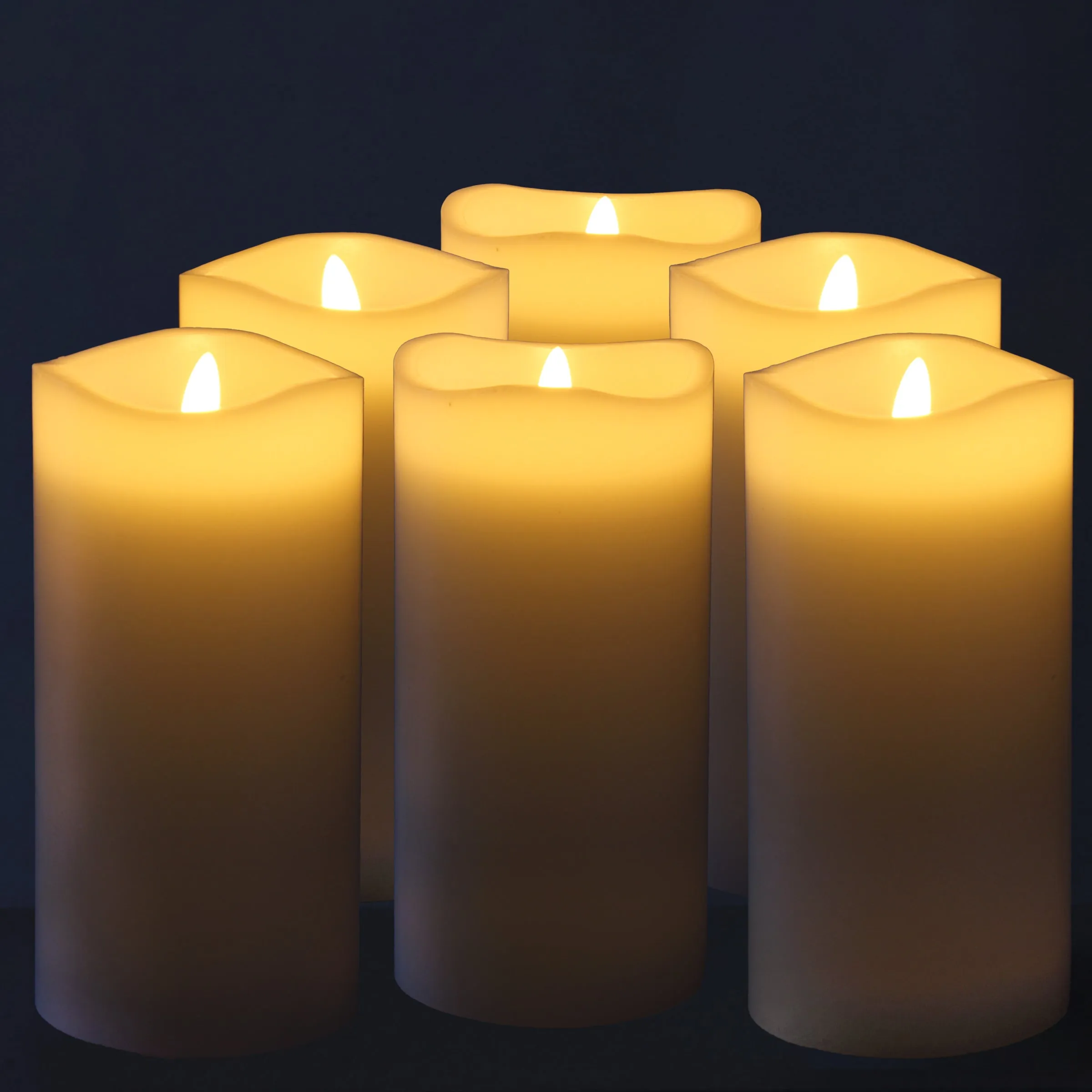 6-Pack Real Wax 3x6 Flameless LED Pillar Candles with Remote and Timer