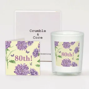 80th Birthday Gift Set Card and Candle Combo - Perfect for Celebrating