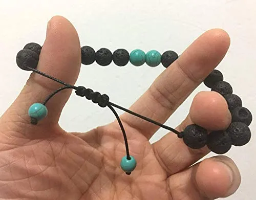 Adjustable Lava Bead Stone Anxiety Diffuser oil diffuesr Bracelet women with Turquoise - meditation,relax,healing,aromatherapy