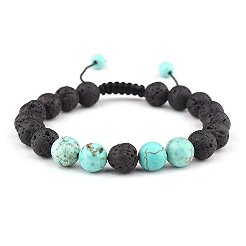 Adjustable Lava Bead Stone Anxiety Diffuser oil diffuesr Bracelet women with Turquoise - meditation,relax,healing,aromatherapy