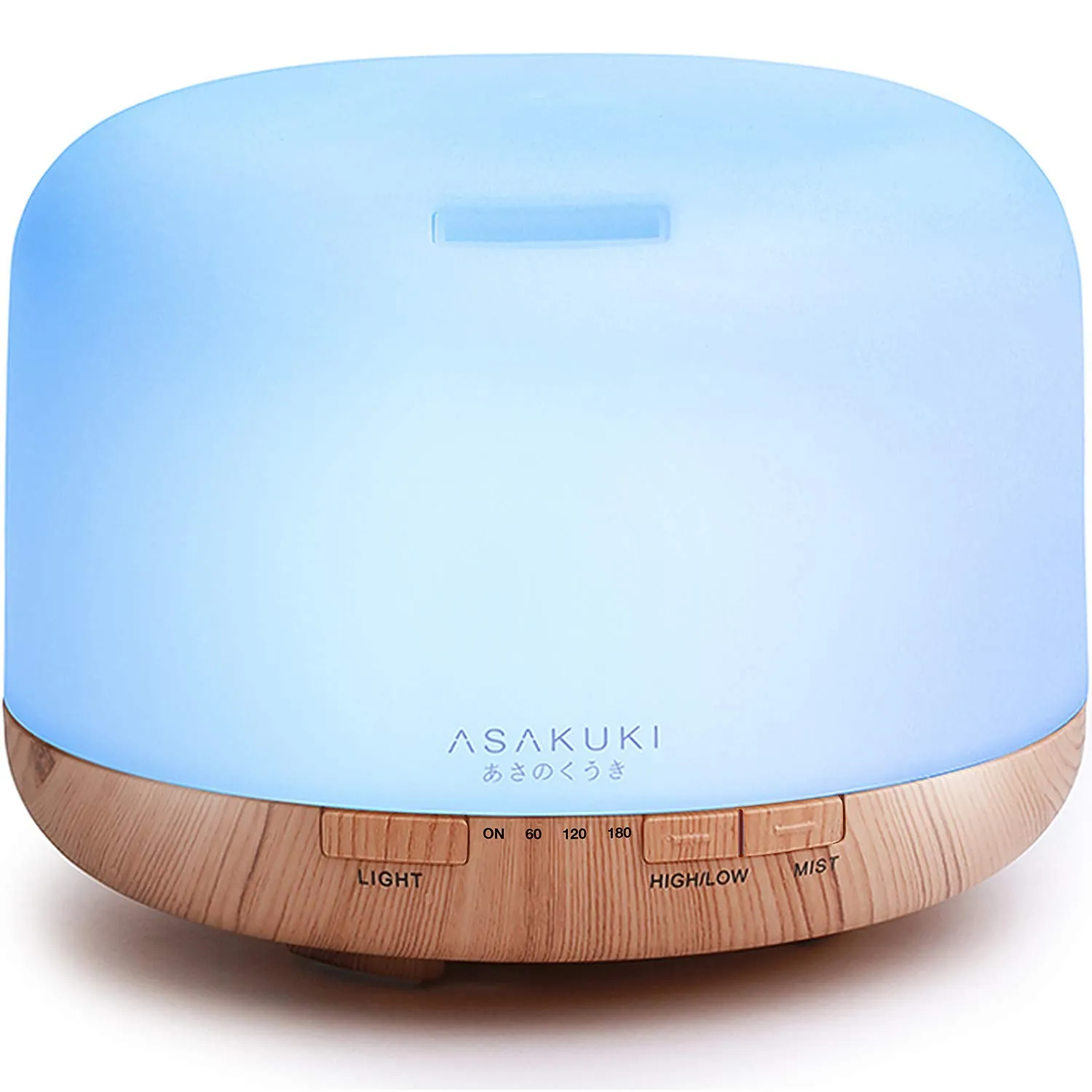 ASAKUKI Essential Oil Diffuser 500ML Aromatherapy Humidifier with 7-Color Light, Small Home Diffuser and Perfect for Relaxation