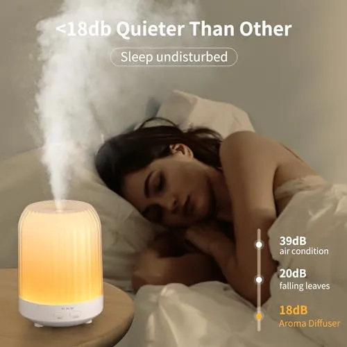 BDXXJ Essential Oil Diffuser for Bedroom, Quiet Humidifiers for Home, Ultrasonic 250ML Small Aromatherapy Diffuser, 7 LED Color Safety Auto-Off Timer, for Large Baby Bedroom, Hotel, Plant, White