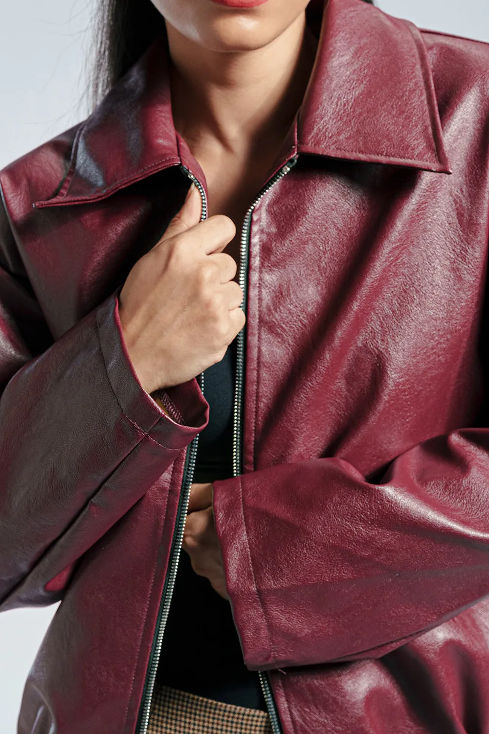 Berry Plum Leather Jacket