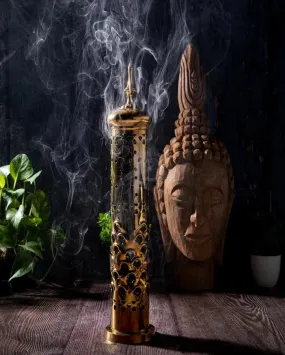 Brass Long Devotion Incense Stick Holder | 3 x 3 x 13 inches