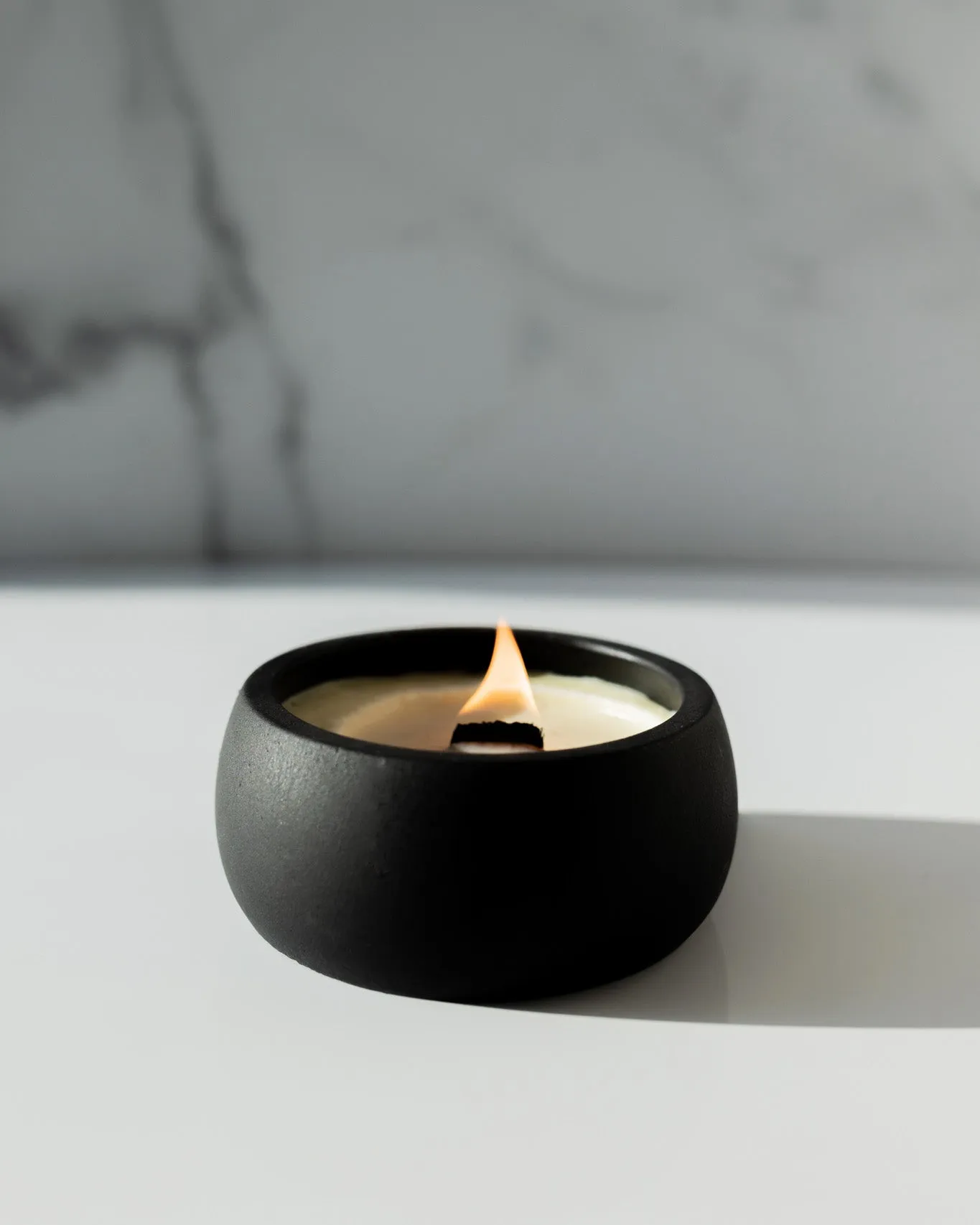 Calm Within the Chaos Coconut Soy Candle - Black Concrete Wooden Wick Vessel