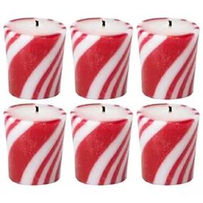 Candy Cane Striped Peppermint Scented Votive Candles – Box of 6