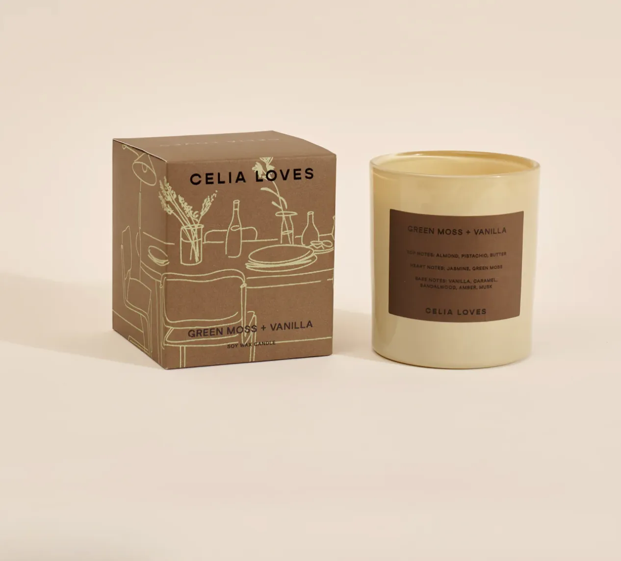 Celia Loves - Soiree 80hr Soy Candle (Green Moss   Vanilla)