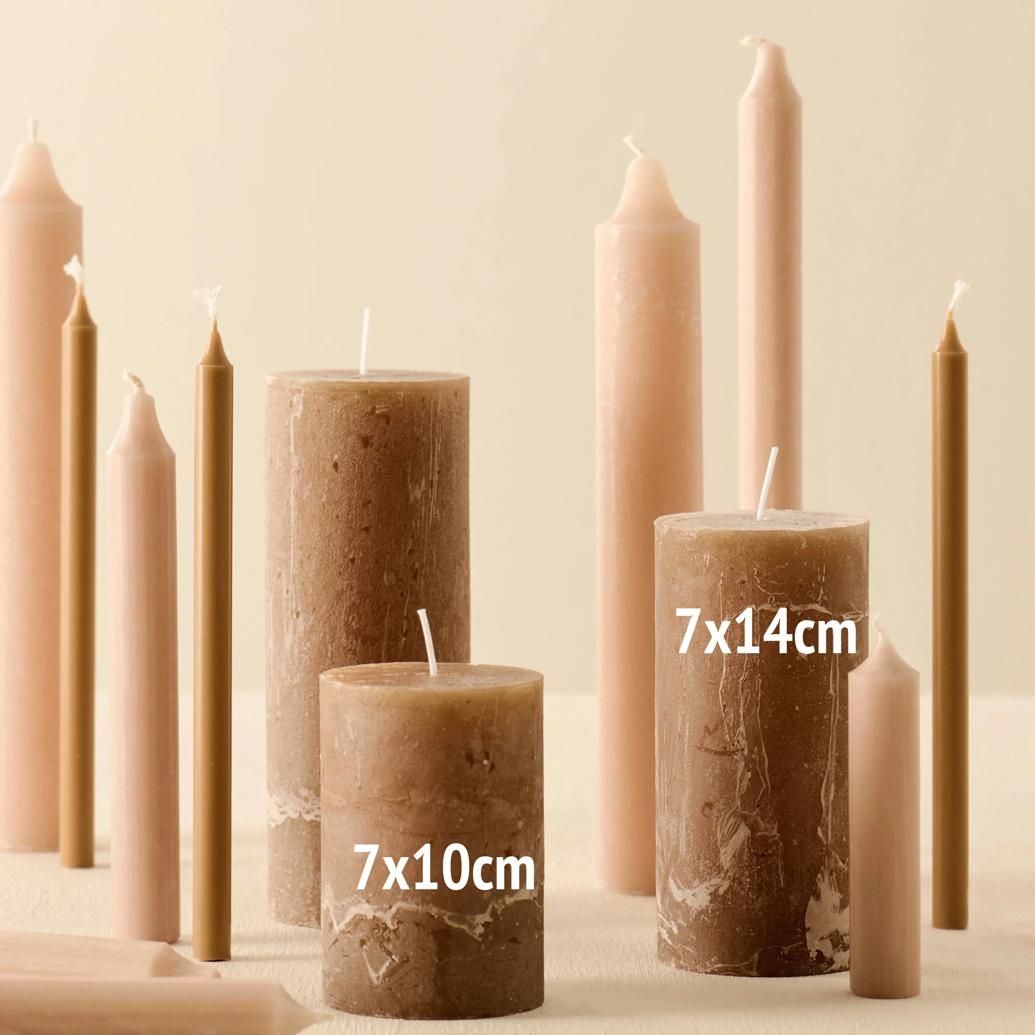 Dark Honey Rustic Pillar Candles