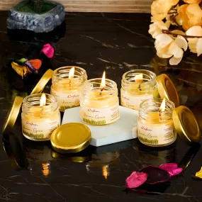 Decorative Lemon Grass Scented Mini- jar Candle (Set of 5)