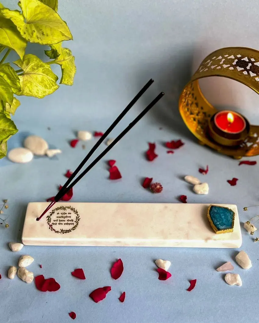 Dynamic Marble with Agate Gayatri Mantra Incense Stick Holder