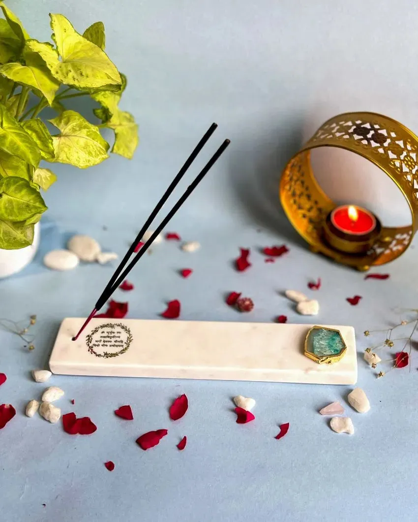 Dynamic Marble with Agate Gayatri Mantra Incense Stick Holder