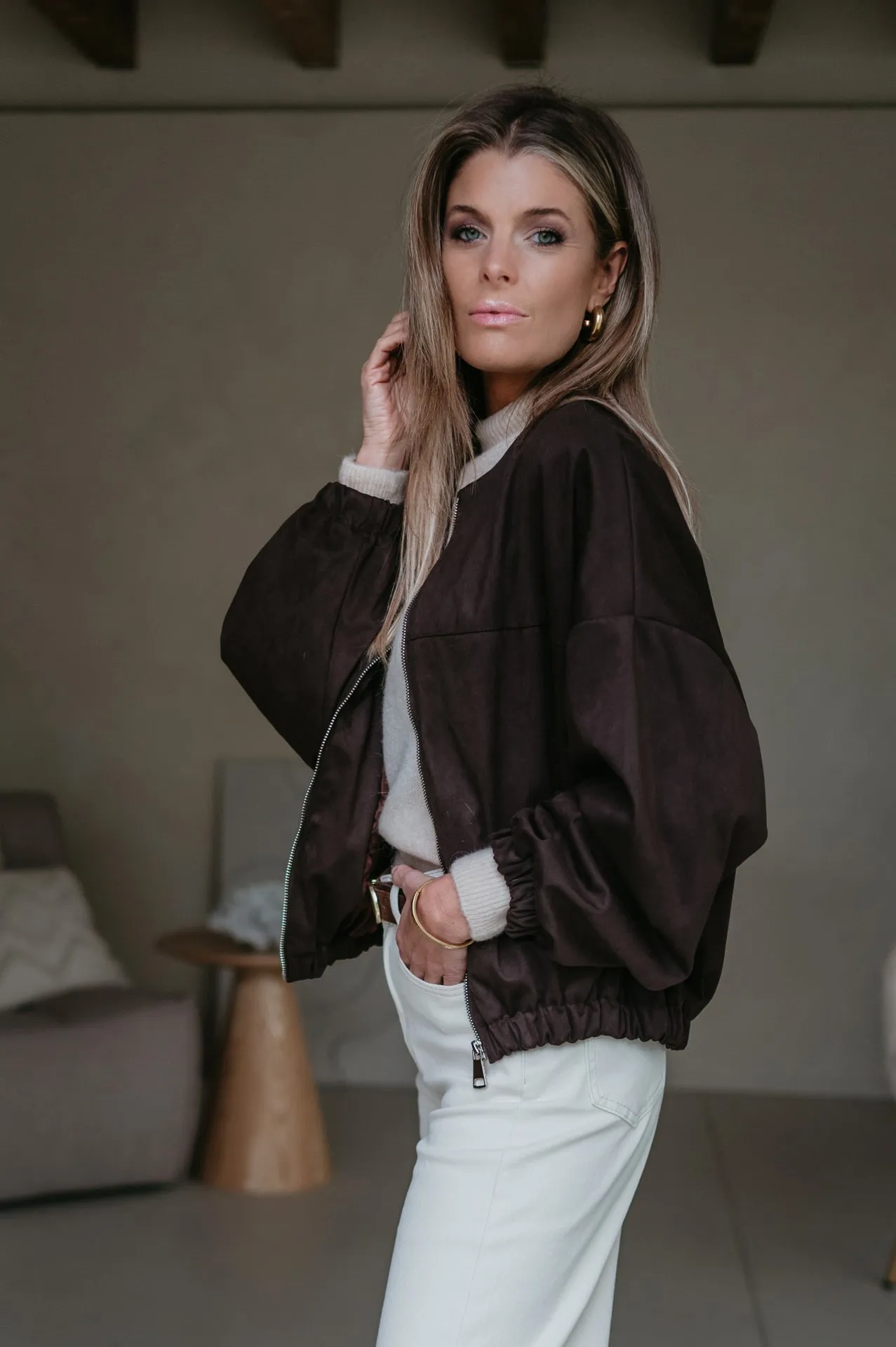 Fiorisce bomber jacket I Chocolate Brown