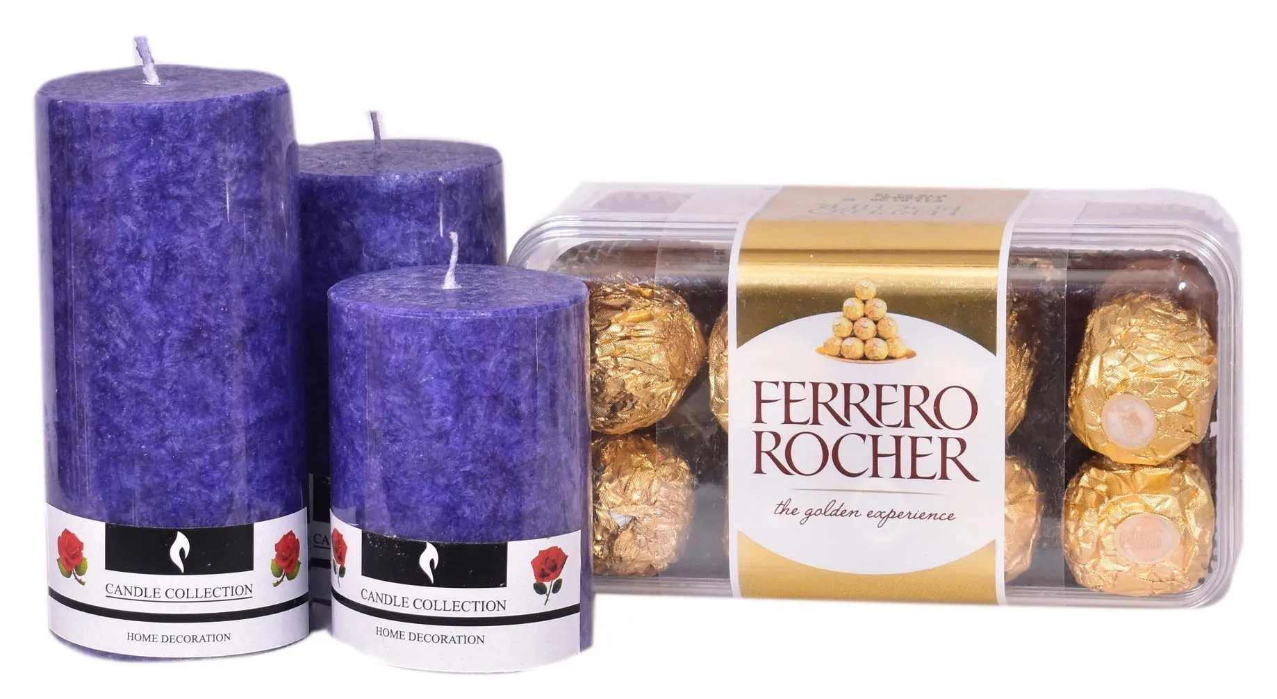 Food Library The Magic of Nature Chocolates & Scented Marble Pillar Candles - Lavender (Set of 3) Christmas Gift Hamper