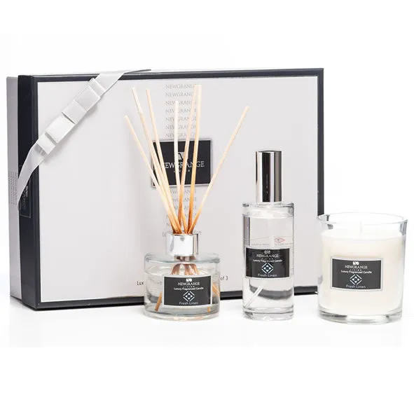 FRESH LINEN LUXURY ROOM SPRAY, DIFFUSER & CANDLE SET