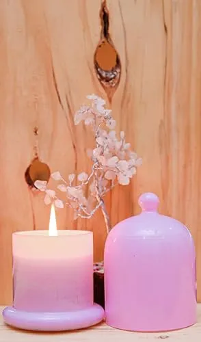 HARINI Rose Quartz Candle: Pink Coconut Soy Wax in Elegant Glass Holder