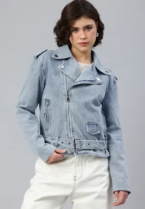 Light Wash Biker Jacket