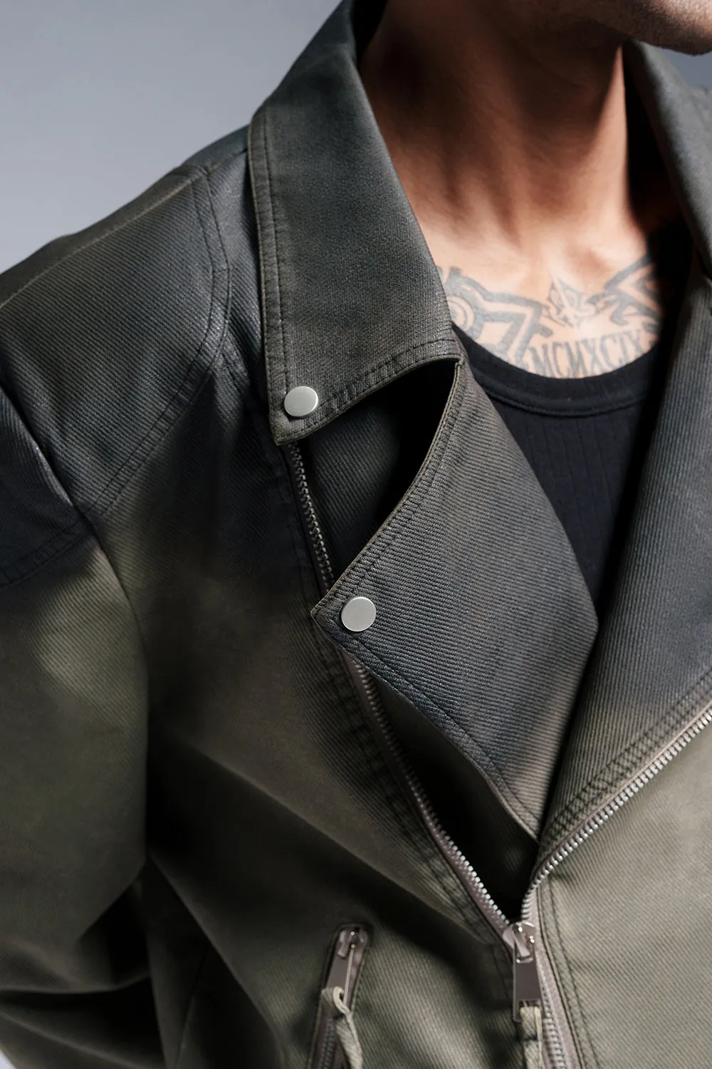 Midnight Sage Men's Oversized Biker Jacket