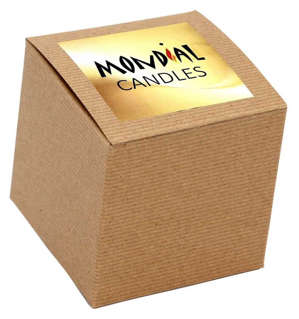 MONDIAL CANDLES: BIANCA Collection - Ceramic Square Container Candle with Antique Silver Crucifix