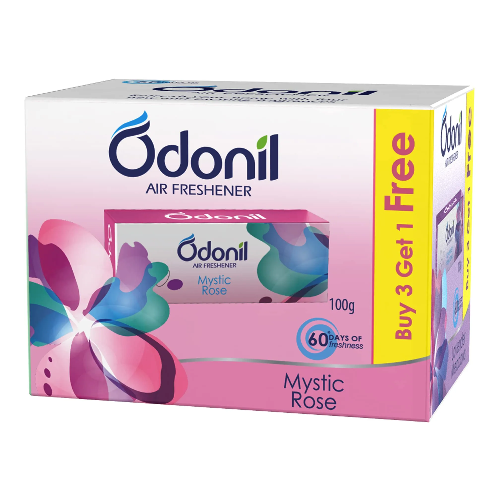 Odonil Bathroom Air Freshener Blocks 100g - Buy 3   1 Free| Mixed Fragrance | With Odour Buster Technology