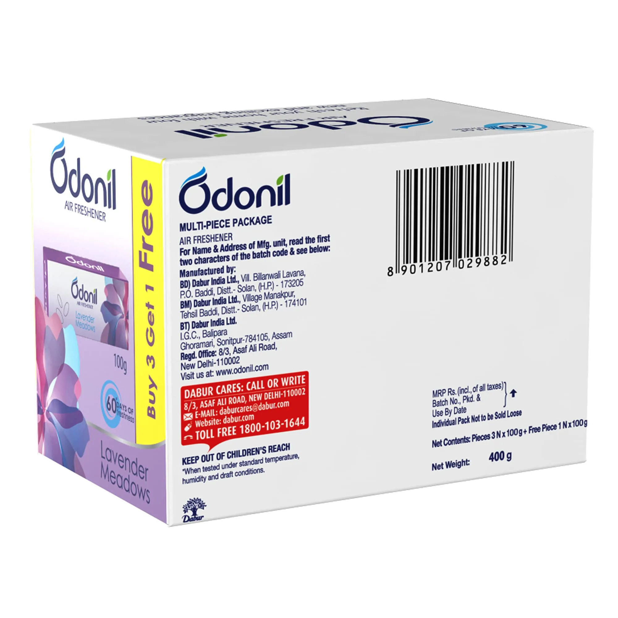 Odonil Bathroom Air Freshener Blocks 100g - Buy 3   1 Free| Mixed Fragrance | With Odour Buster Technology