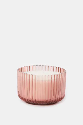 Pink Glass Candle Without Lid