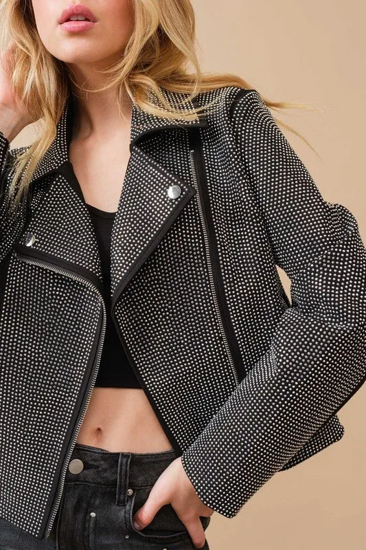 Rhinestone Moto Jacket