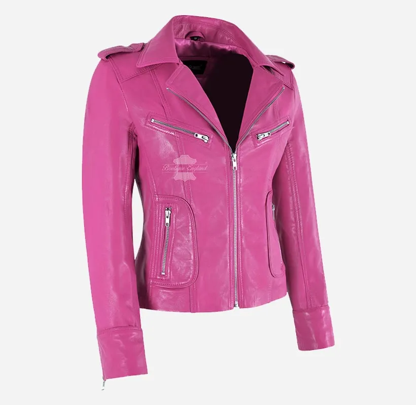 RIDER LADIES BIKER Leather JACKET FITTED FASHION Leather JACKET