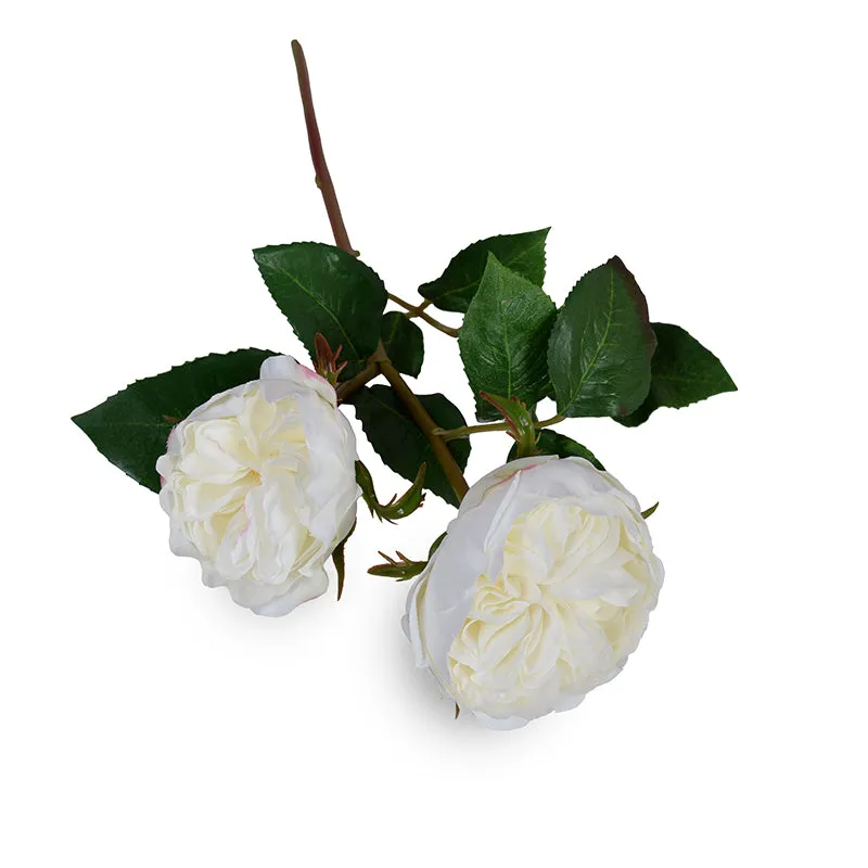 Rose double flower stem, 20"L - White