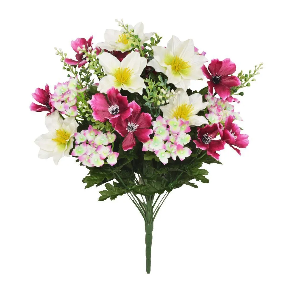 Sincere Floral 48cm Artificial Clematis Hydrangea Anemone Bouquet (Choice of 4)