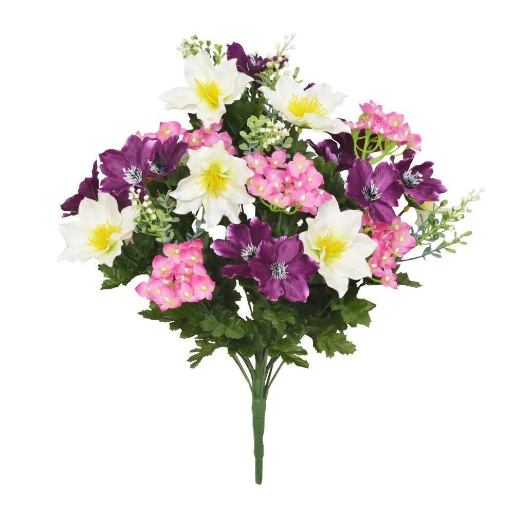 Sincere Floral 48cm Artificial Clematis Hydrangea Anemone Bouquet (Choice of 4)