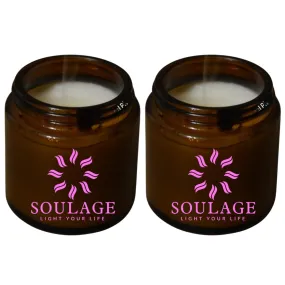 SOULAGE Premium Jasmine Scented Jar Candle| Luxury Aromatherapy| Hand Crafted| Natural Soy Wax| Healing & Meditation| Non Toxic| Anti Mosquito| 40  Burning Hours| Smokeless & Dripless Set of 2