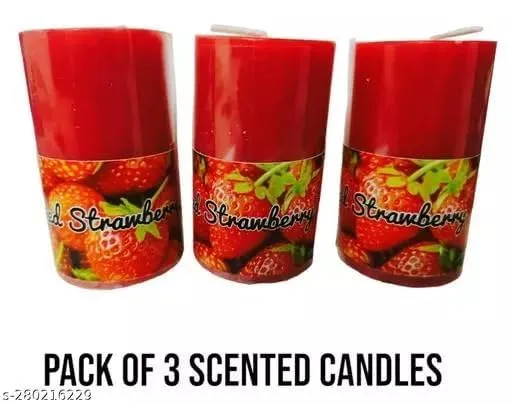 The Decor Affair Set of 3 Premium Red Colour Pillar Candles Gift Set | Long-Lasting Red Pillar Candles for an Enchanting Home | Luxurious Red Pillar Candle Gift Set for Home.