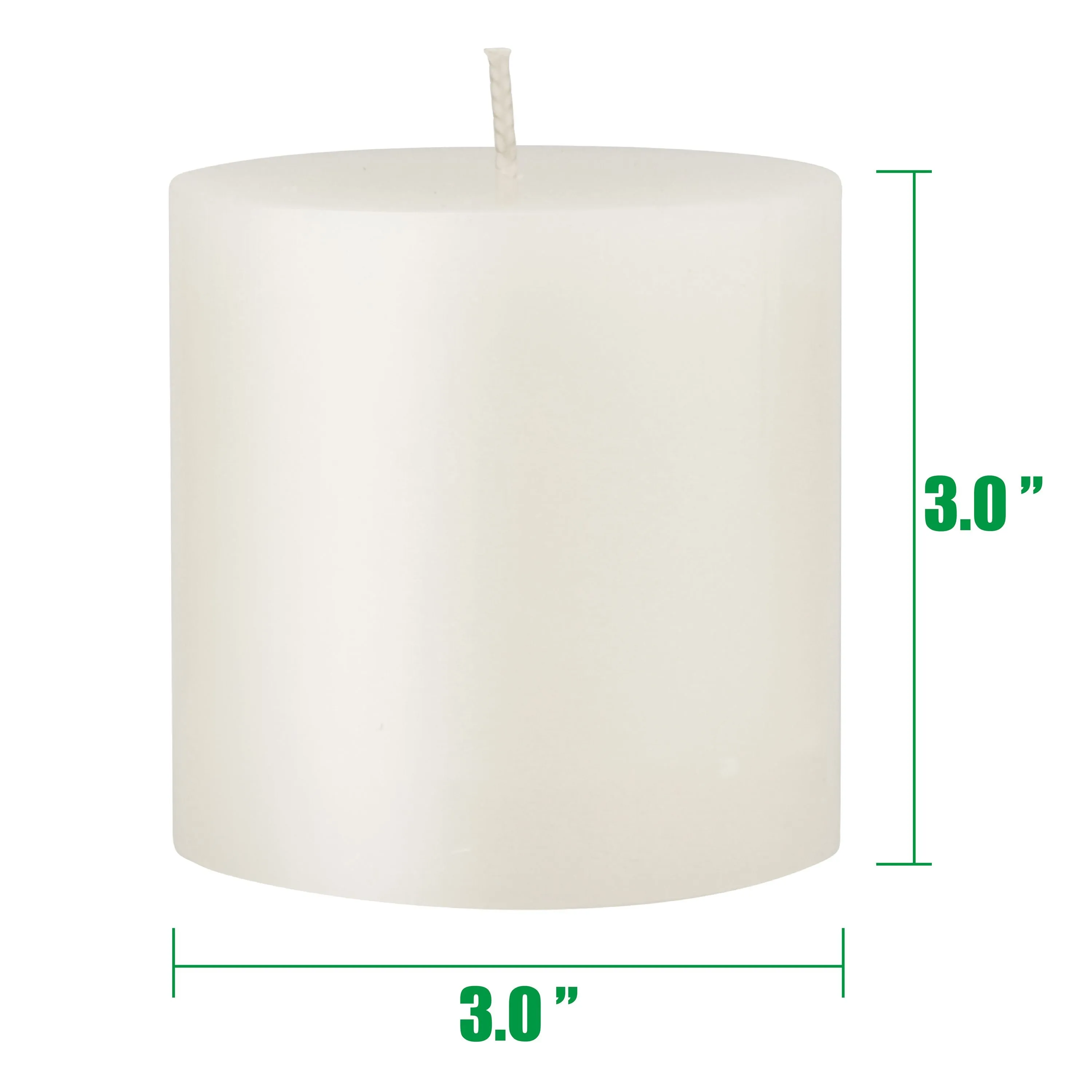 Unscented 3" x 3" 1-Wick White Pillar Candles, 6 Pack, White