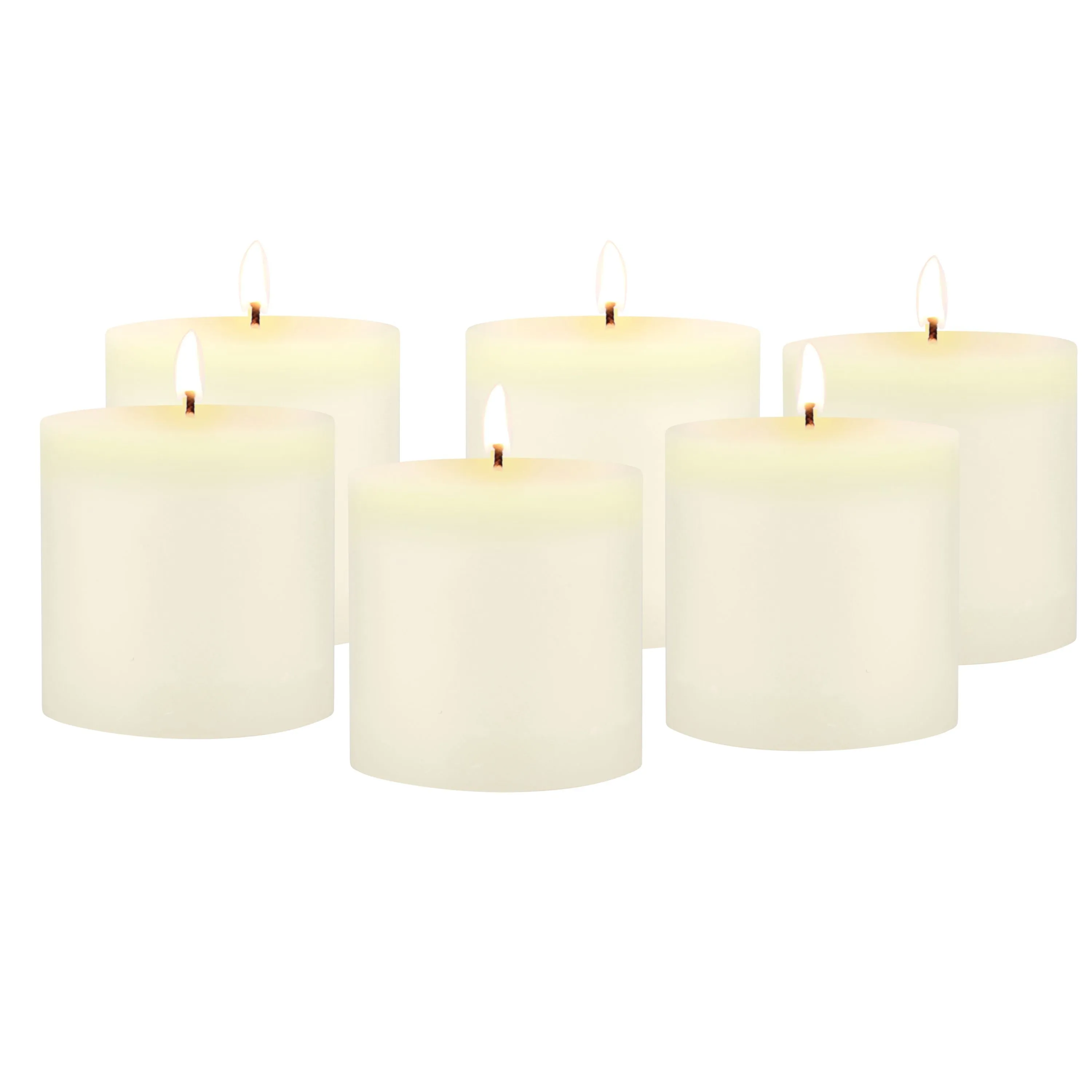 Unscented 3" x 3" 1-Wick White Pillar Candles, 6 Pack, White