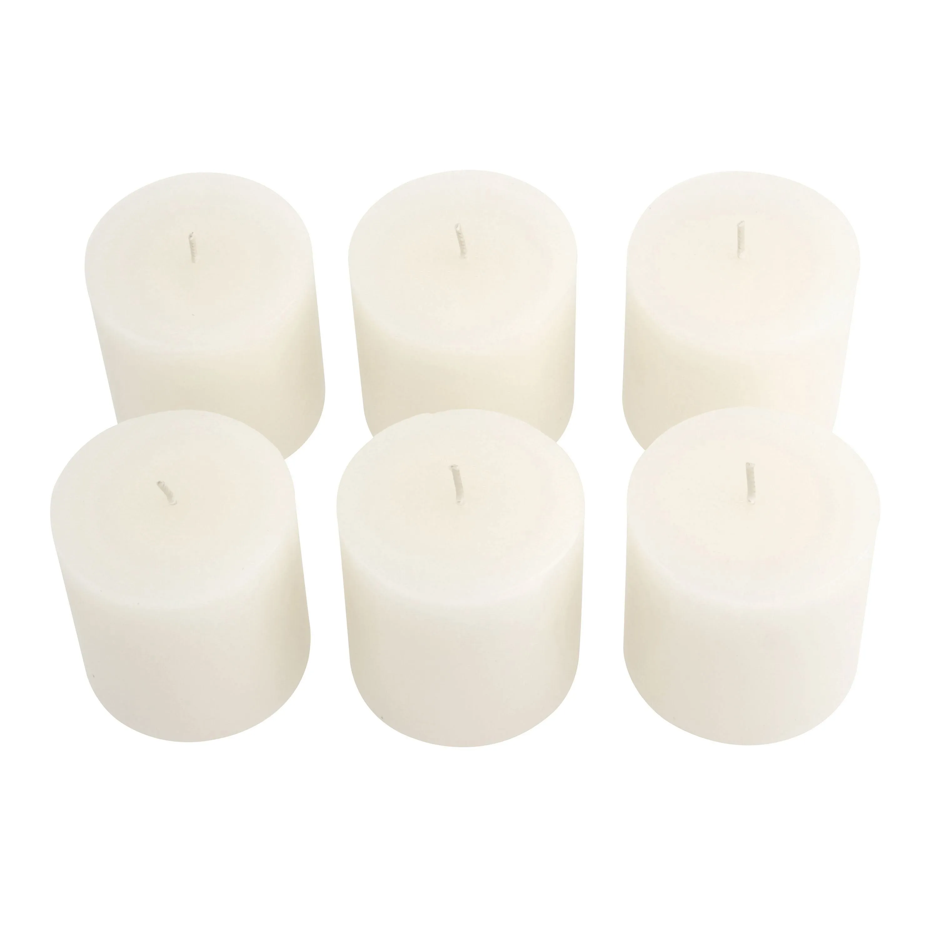 Unscented 3" x 3" 1-Wick White Pillar Candles, 6 Pack, White