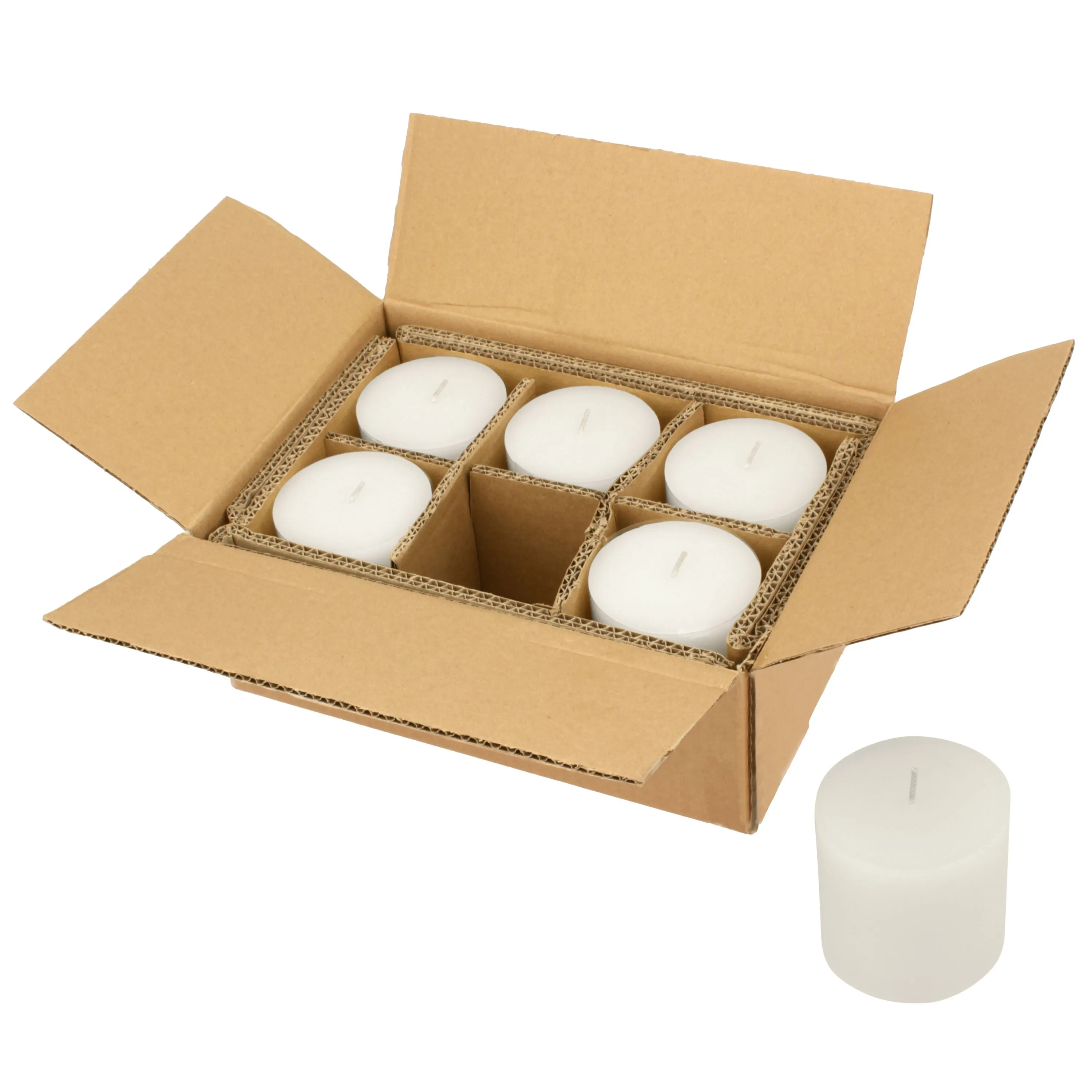 Unscented 3" x 3" 1-Wick White Pillar Candles, 6 Pack, White