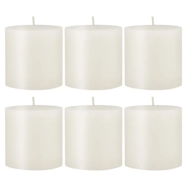 Unscented 3" x 3" 1-Wick White Pillar Candles, 6 Pack, White