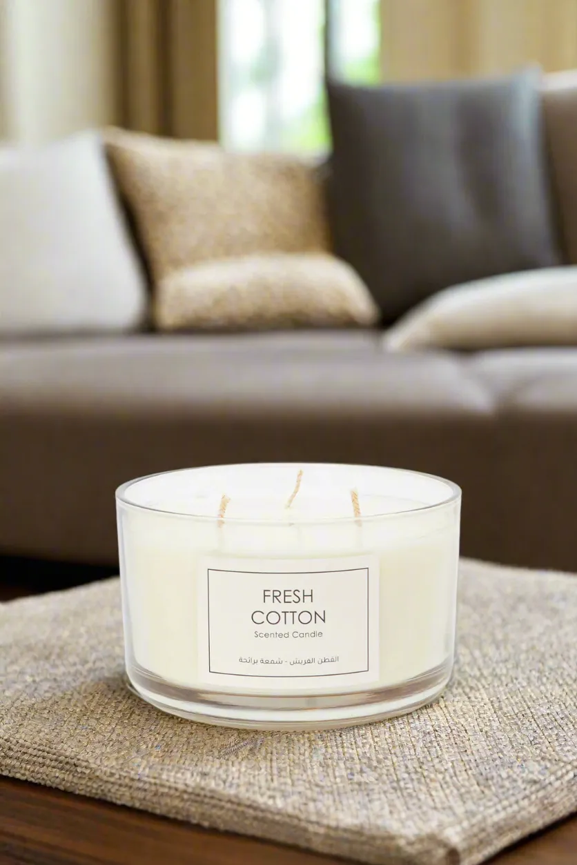 White Fresh Cotton Scented Candle Jar