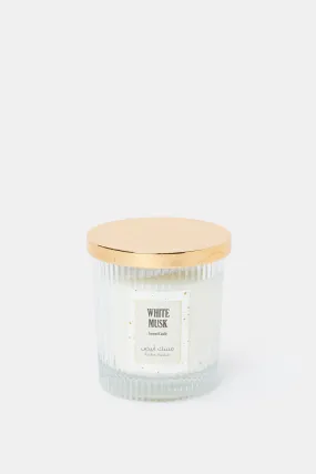 White Musk Glass Candle With Metal Lid