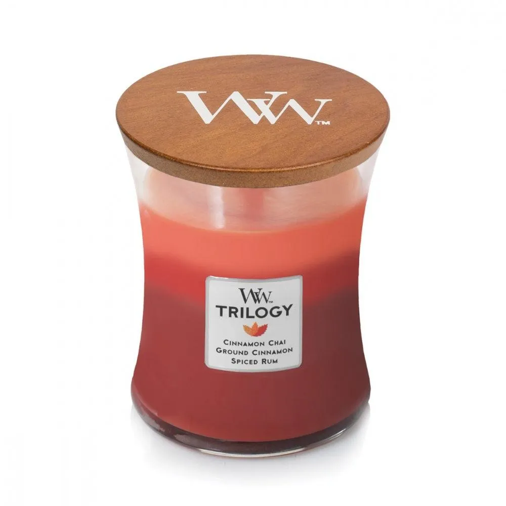 Woodwick Exotic Spices Trilogy Medium Candle Crackles As It Burns 275G Hourglass